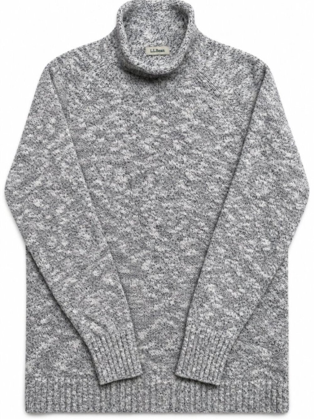 L.L.Bean Marled Black White Turtleneck Sweater Womens M REG